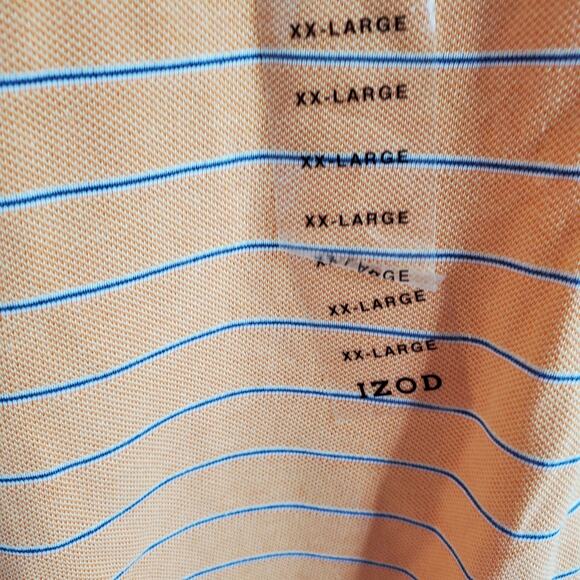 IZOD Men 2XL NWT Orange Blue Stripe Polo Shirt - Picture 6 of 8